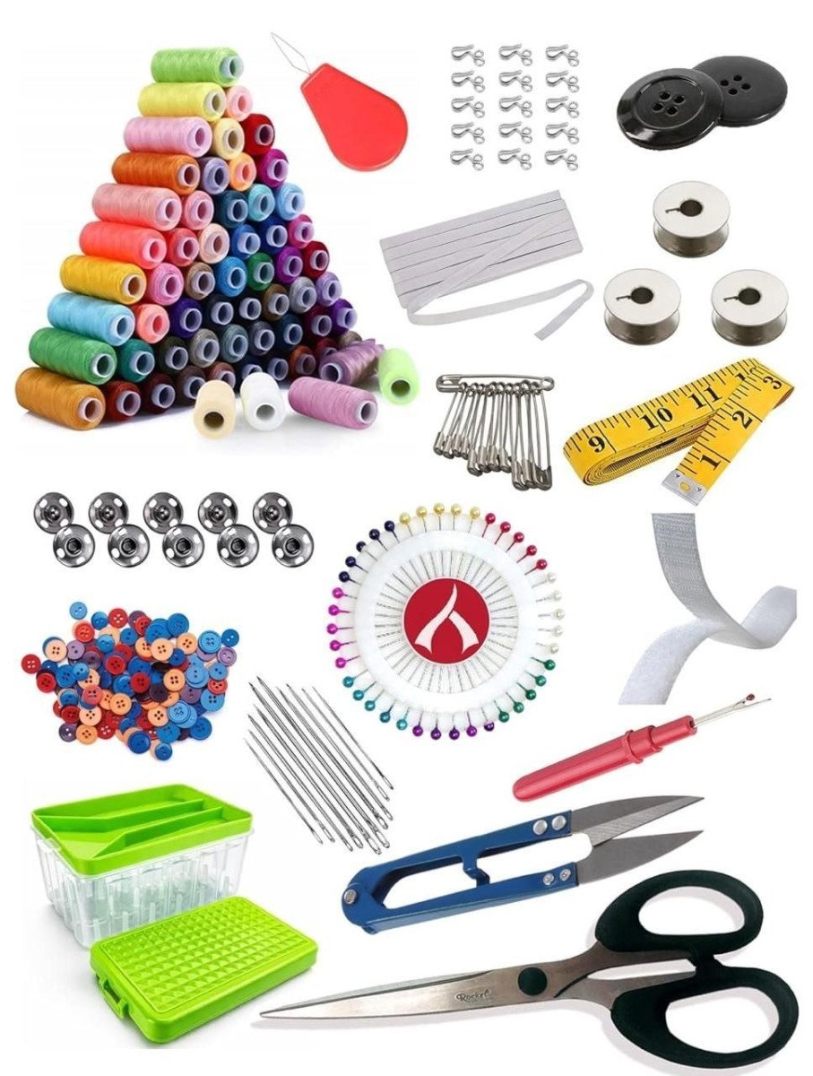 Aezzo 144 Pcs Double Layer Tailoring Sewing Kit Box With 24 Thread Spool