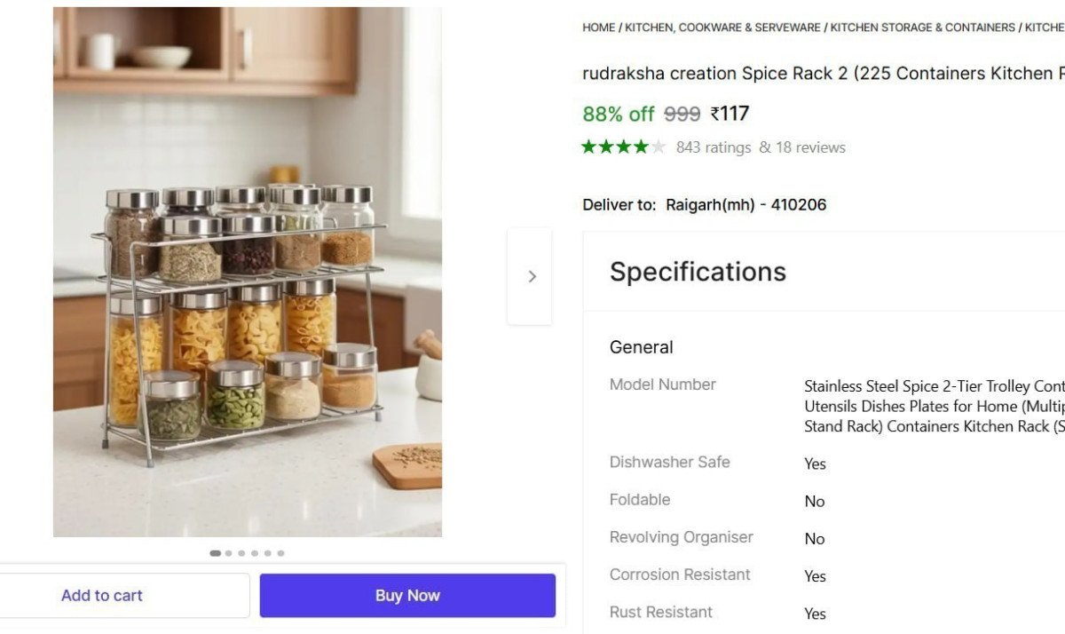 Stainless Steel 2-tier Kitchen Rack 117