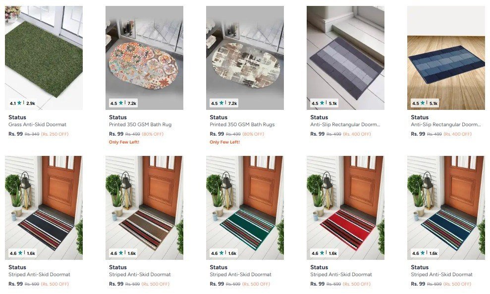 Myntra Doormats Starting 129 Min 70 On Popular Bedsheets - Double Bedsheets Starting 199 Fitted Bedsheets Starting 229 Double Bed Winter Bedsheets Start