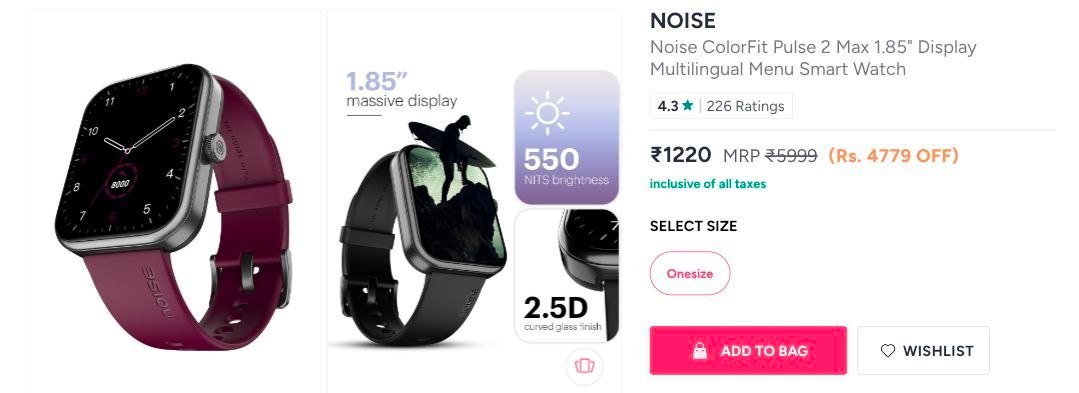 Myntra Noise Mega Deals Limited Time Noise Smartwatch Pulse 2 Max 850 10 Bank Offers Use Code Noisesw370 Extra 370 Noise Buds