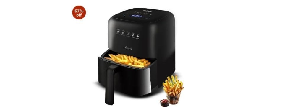 Inalsa Air Fryer 3 5 Ltr 1400 W With Air Crisp Technology Temperature Timer Control 8 Preset Menu Digital Display Air Frydeal 2999 Reg 3499