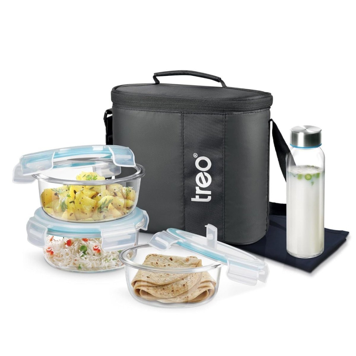 Treo By Milton All Weather Borosilicate Glass Round Tiffin Set Of 5 931
