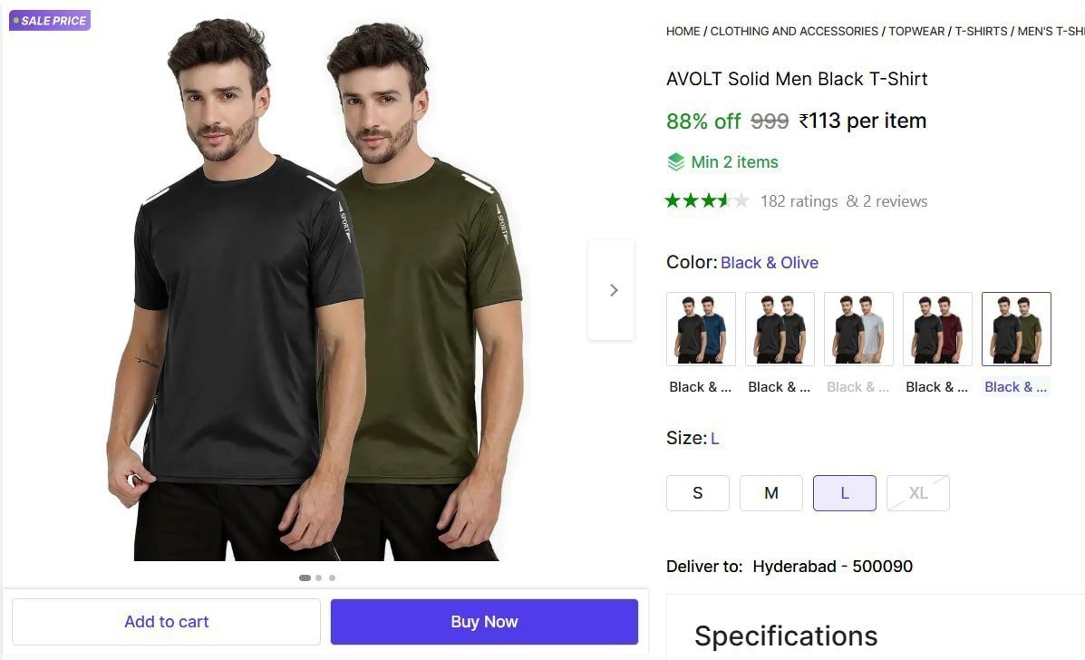 Men Solid T-shirt 113 Min 2 Buy