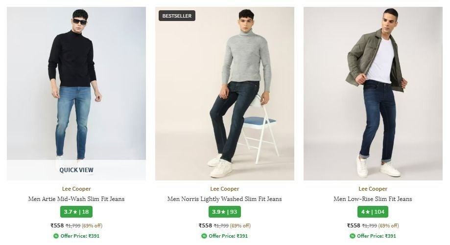 Ajio 85 On Mens Jeans Lee Cooper Jack Jones John Players Dnmx Buda Jeans Co