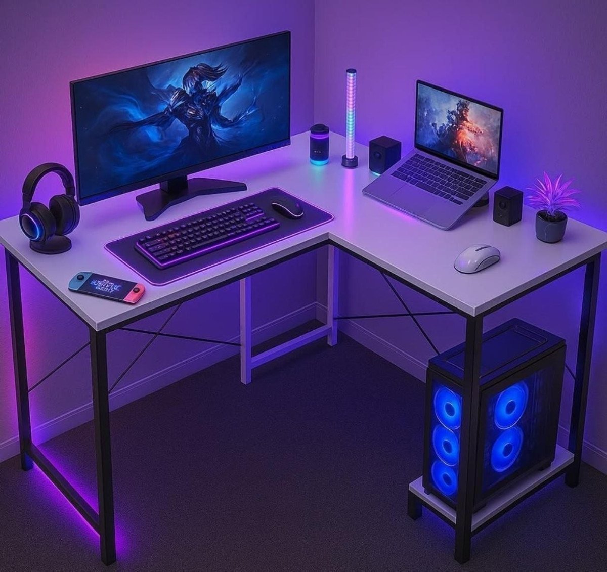 Callas L Shaped Computer Desk - Gaming Corner 50 Inch Pc Computer Corner De