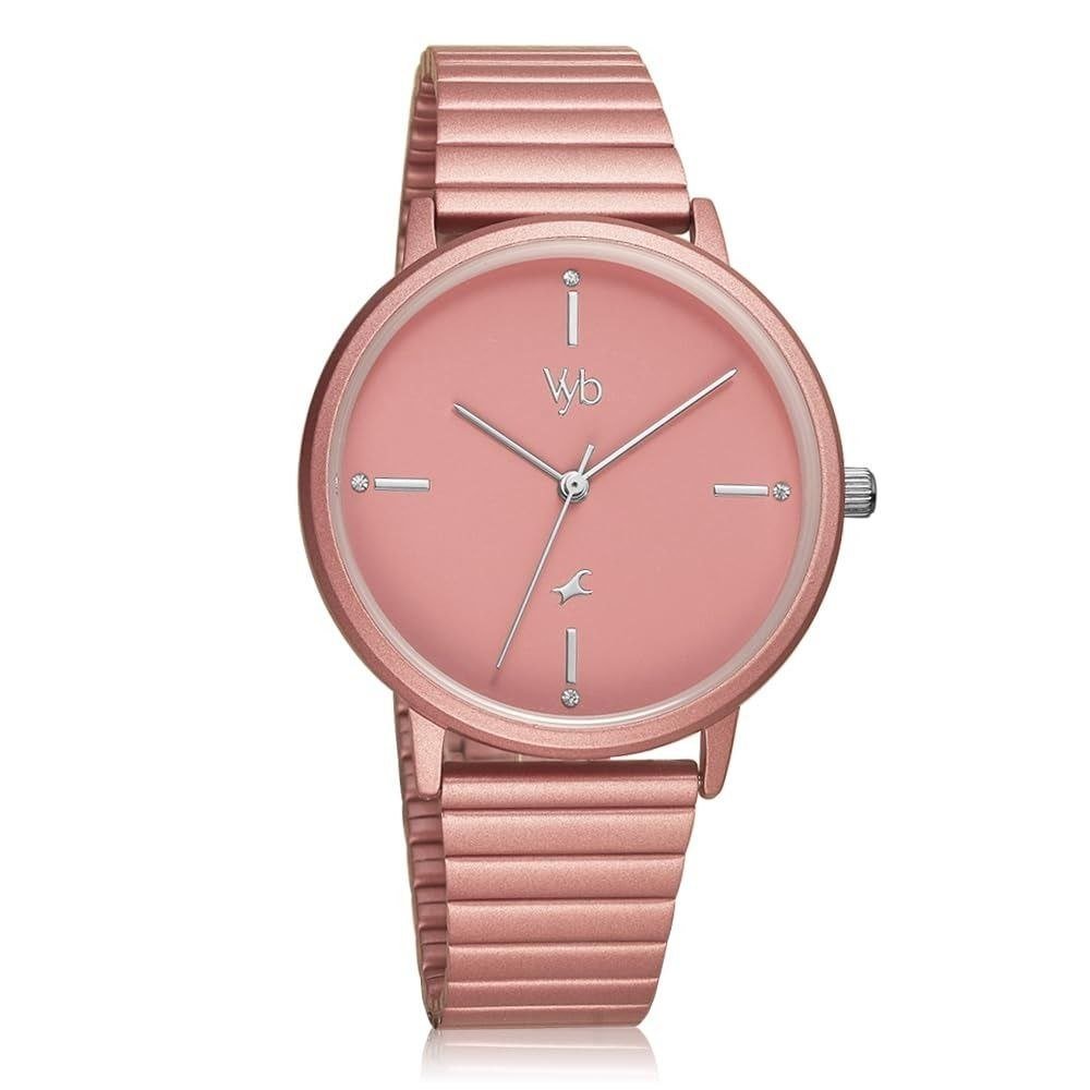 Fastrack Vyb Bliss Quartz Analog Pink Dial Pink Stainless Steel Strap Watch For Girls 1 068