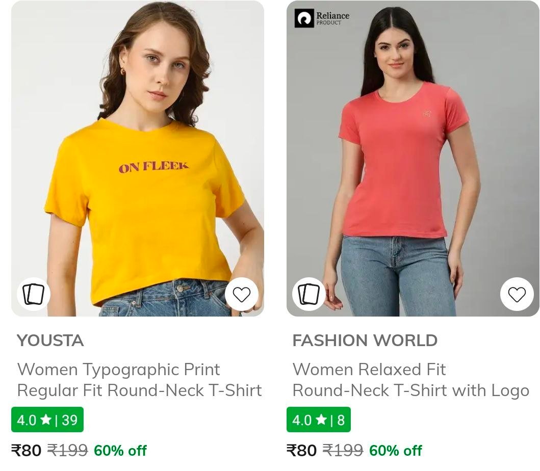Ajio T-shirts Start 80 Women Men Cargo Pants Men Women