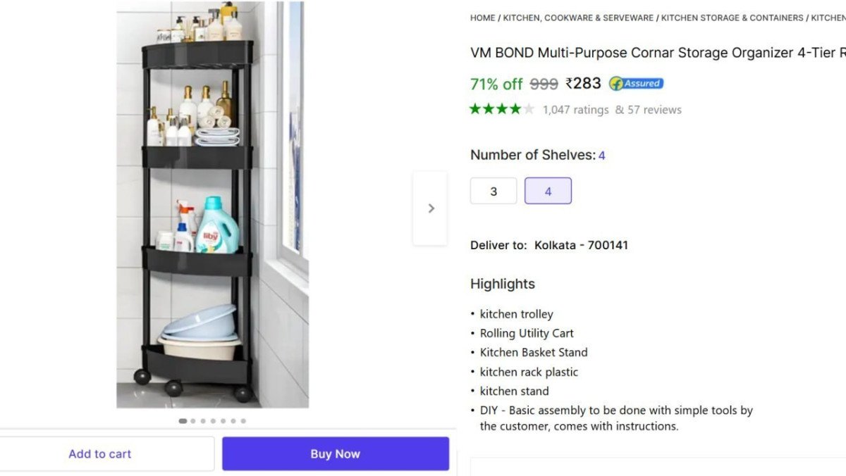 -tier Kitchen Trolley With Wheel 283