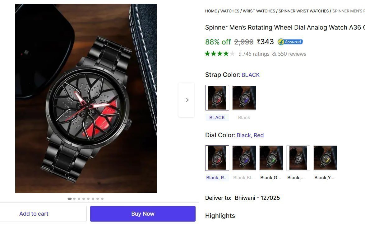 Rotating Wheel Dial Analog Watch 343