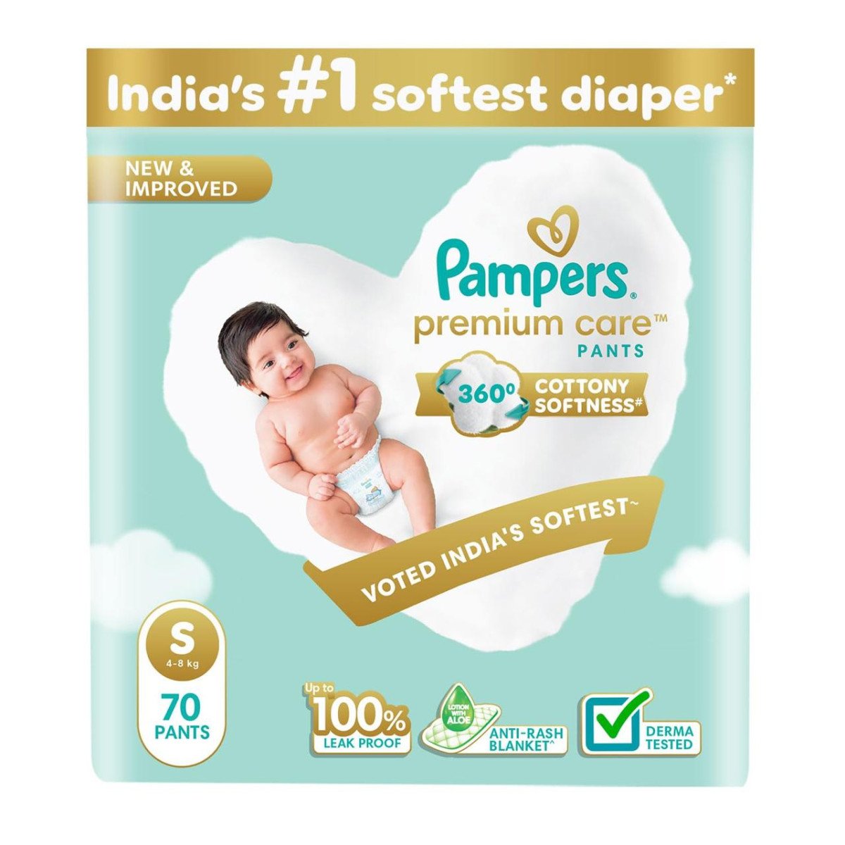 Pampers Premium Care Pant Style Baby Diapers Small (s Size) 70 Count 531