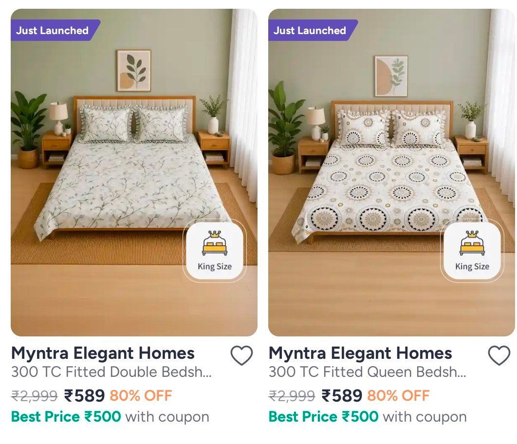 Myntra Frilled Bedsheet Starting Min 70 Discountdouble Size Bedsheet Under 