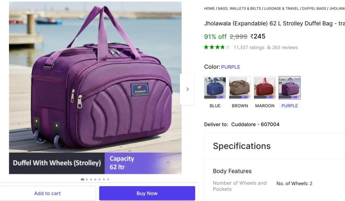 L Strolley Duffel Bag With Wheels 245