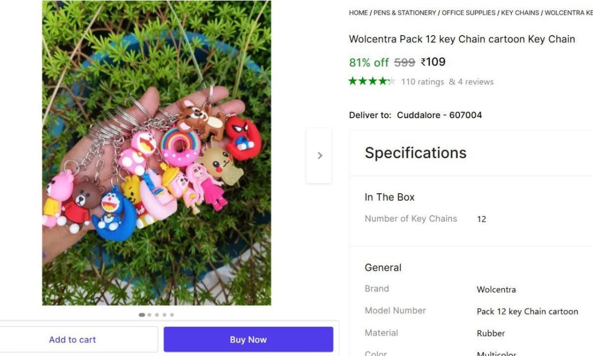 (pack Of 12) Cartoon Key Chains 109