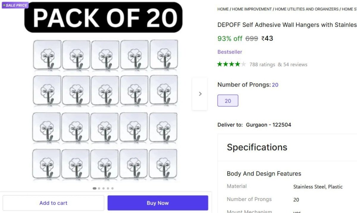 Pack Of 20 Wall Hooks 43