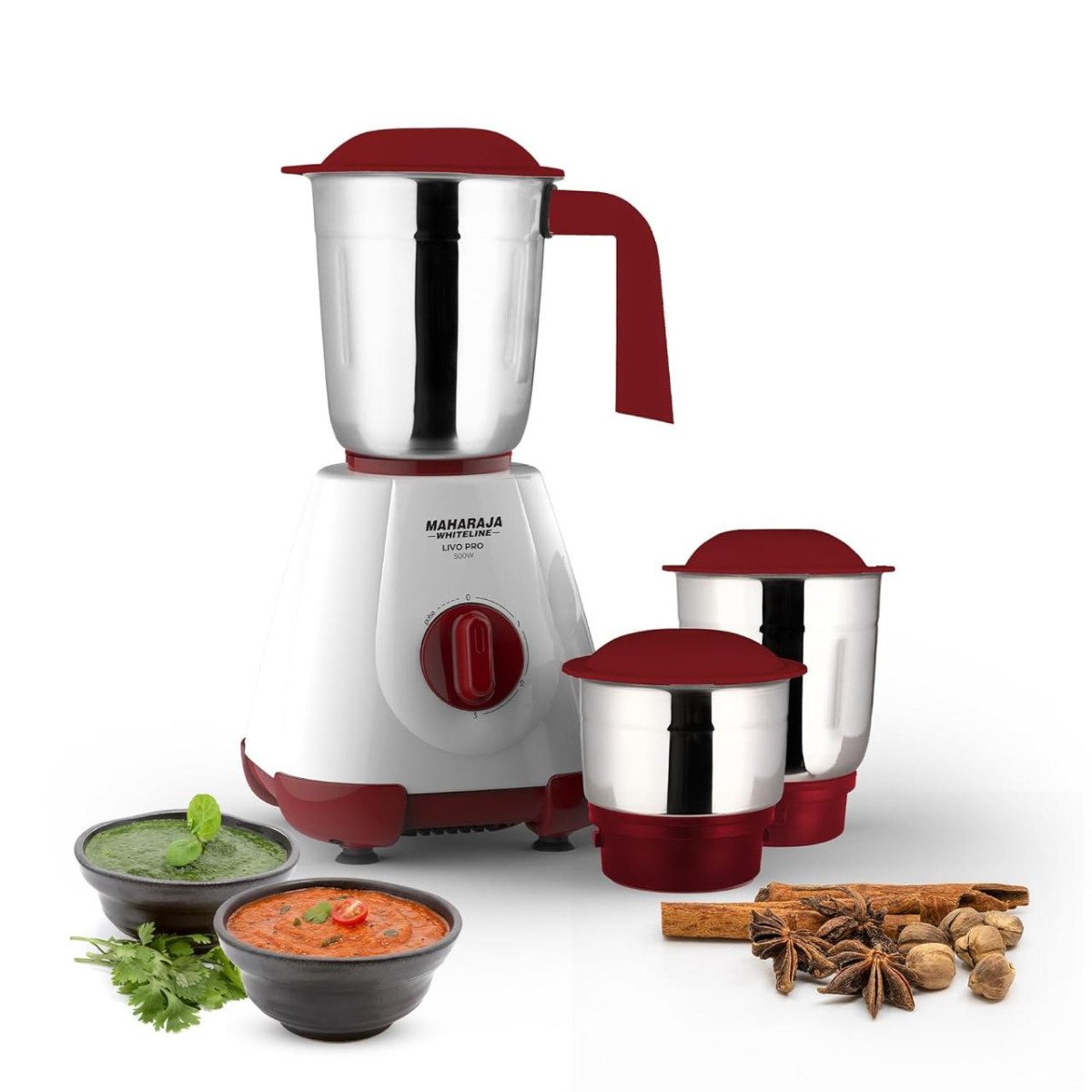 Maharaja Whiteline 500w Livo Pro Mixer Grinder With 3 Stainless Steel Jars 1 699