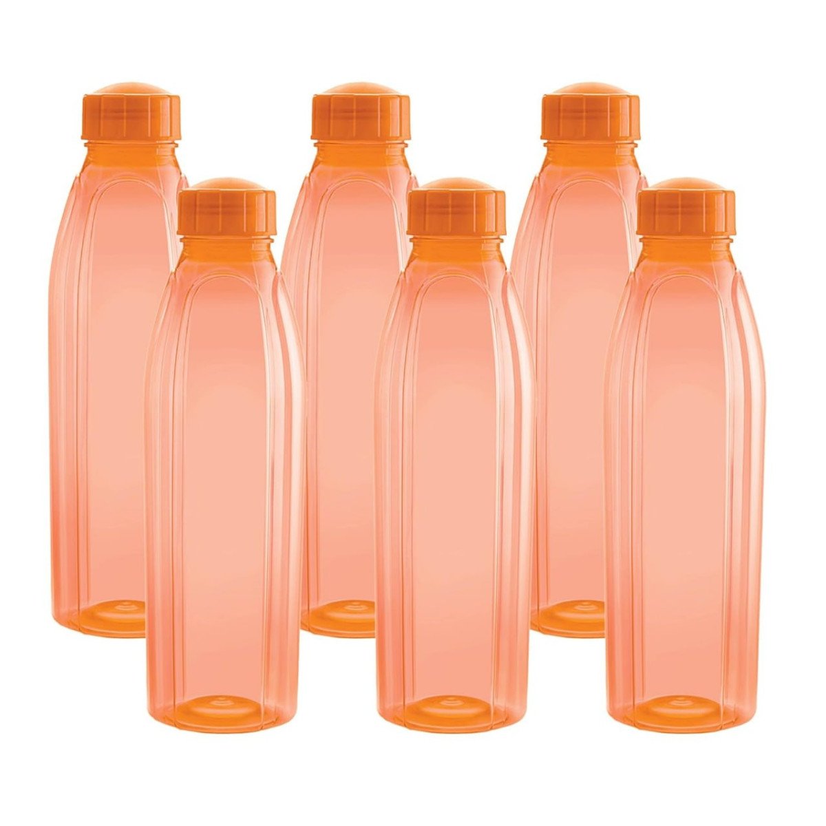 Cello Crystal Water Bottles Set Of 6 Pcs For Daily Use 1000ml Orange 168