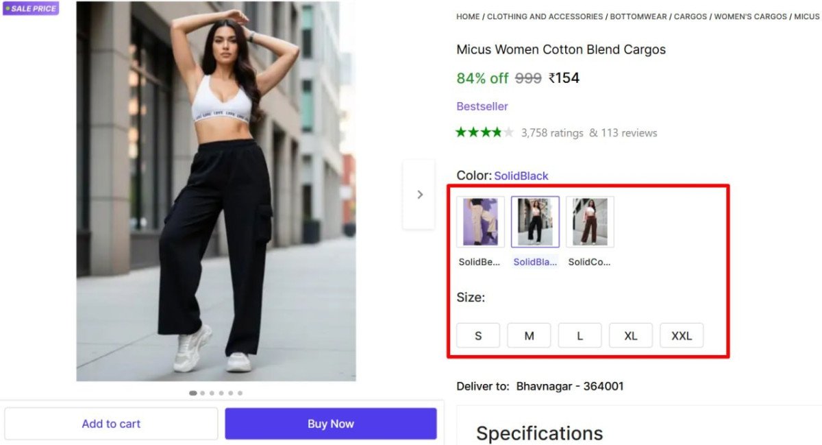 Women Cotton Blend Cargos 154