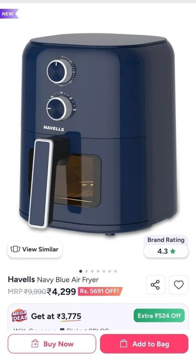 Havells Navy Blue Air Fryer At 4 299