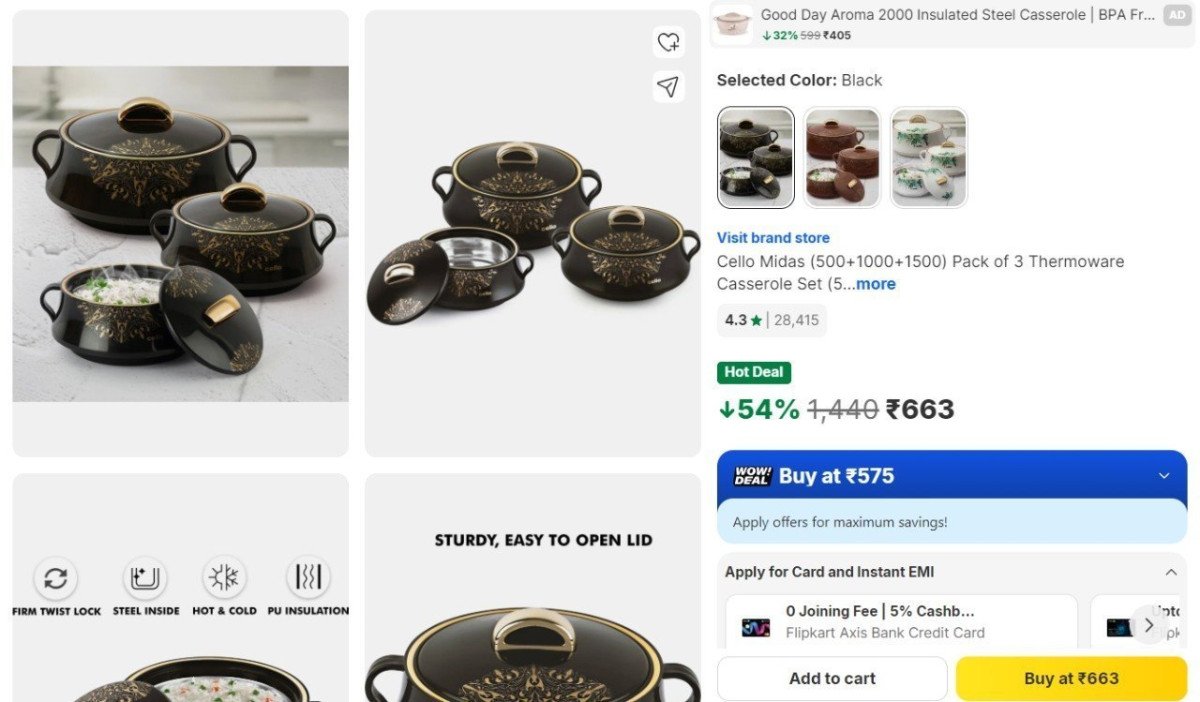 Cello Midas Pack Of 3 Thermoware Casserole Set 663