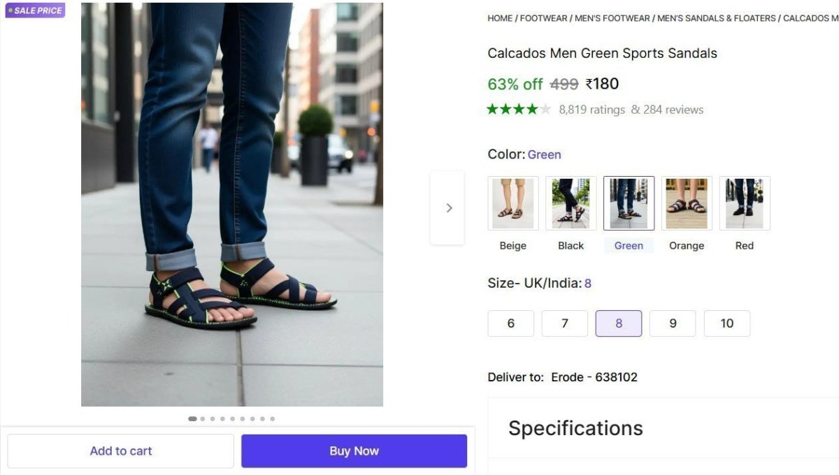 Men Green Sports Sandals 180