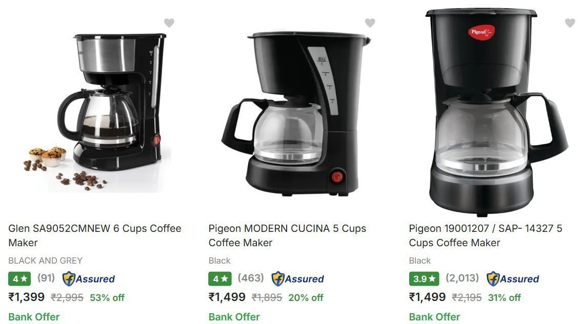 Branded Coffee Maker Starts 1399