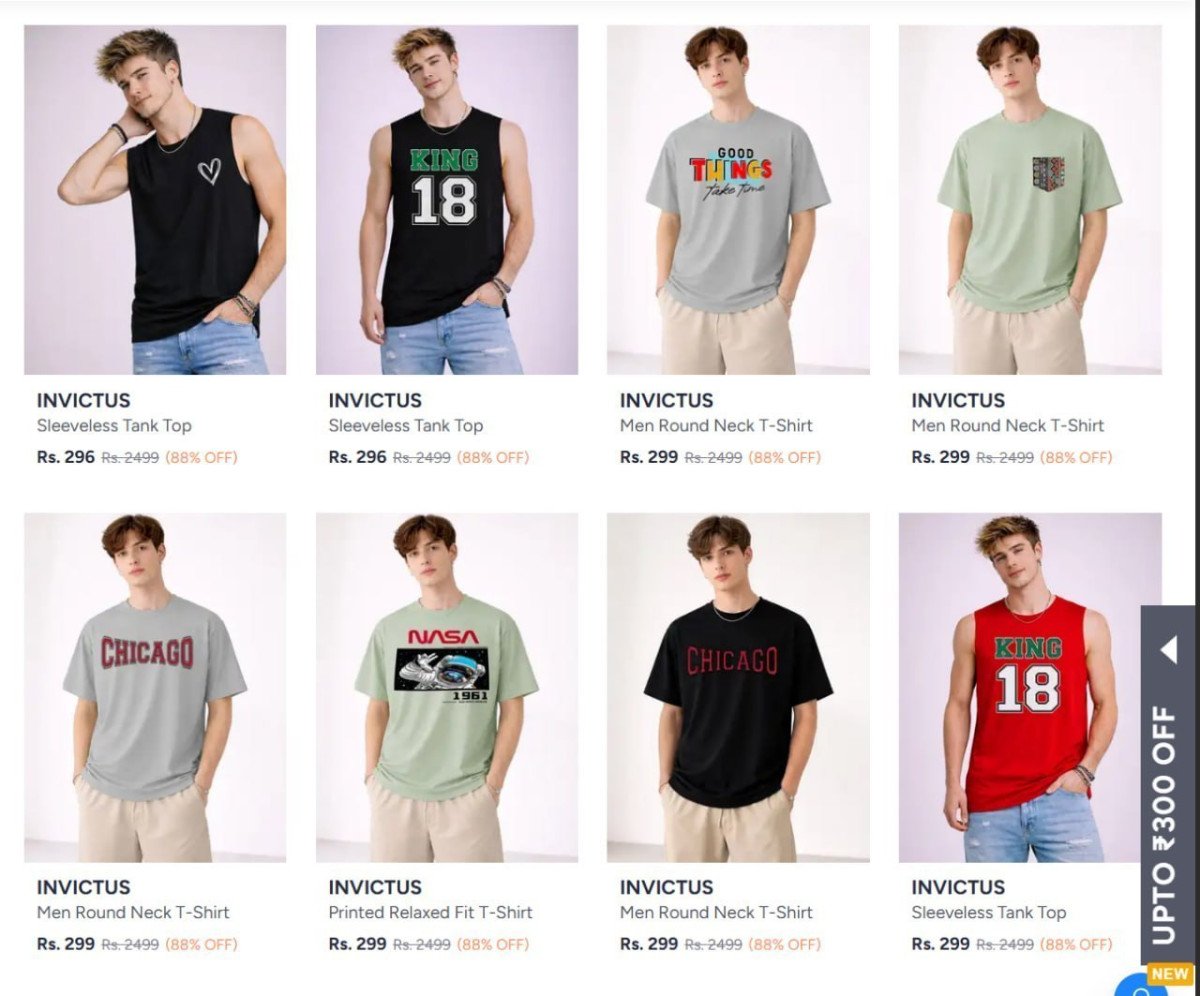 Invictus Tshirts 88 Starting From Rs 296 Myntra