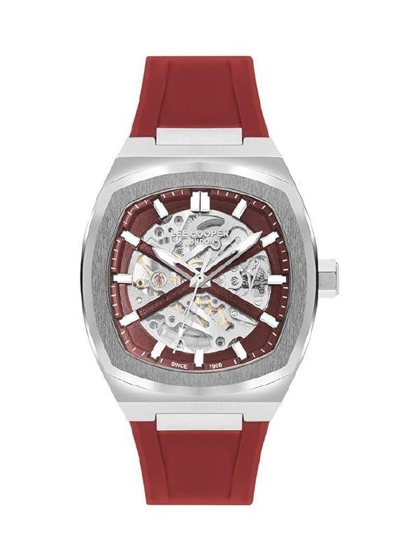 458lee Cooper Automatic Skeleton Red Tonneau Dial Men S Watch