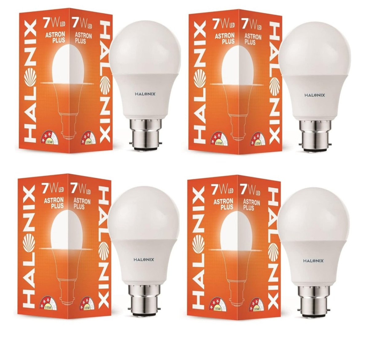 Halonix Photon Plus Base B22 7w Led Bulb (pack Of 4 Warm White) 185