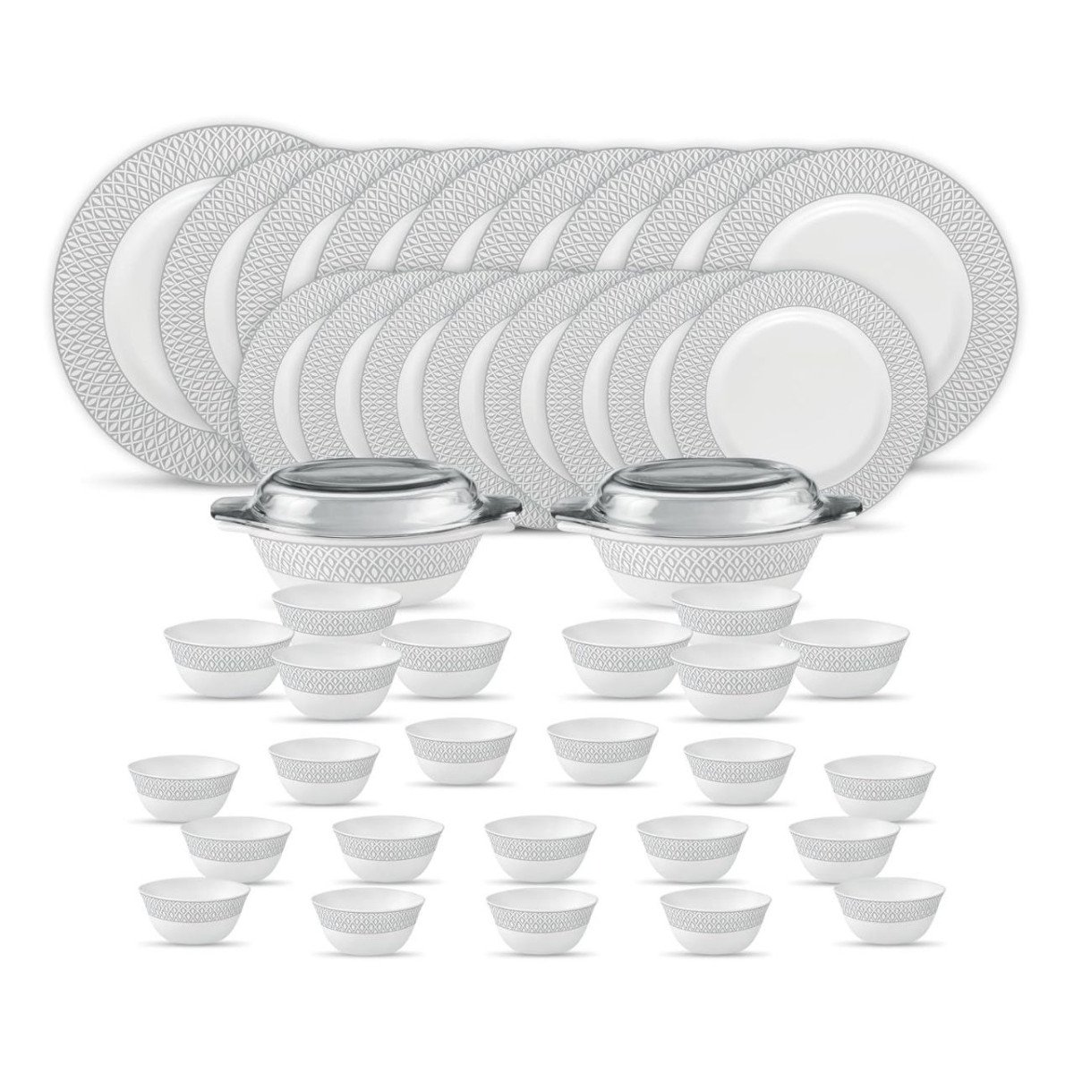Faaaaasssstttt 2 466reg 3 300 La Opala Diva Velvett Collection Opal Glass Crockery For Family Of 8 Dinner Set 45 Pcs Tudor Grey