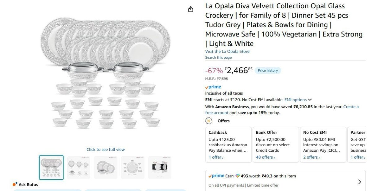 La Opala Dinner Set 45 Pcs 2466