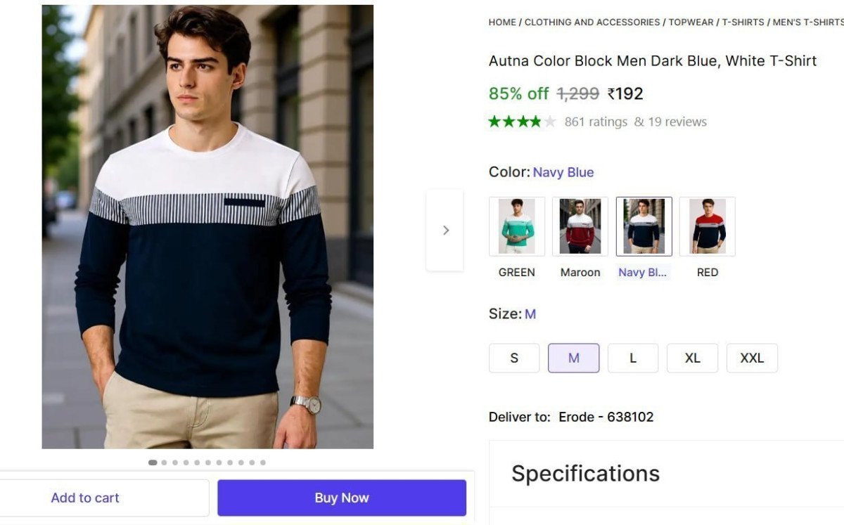 Men Dark Blue White T-shirt 192