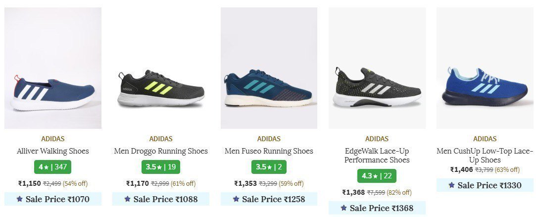 Ajio 86 Premium Brand Shoes Mens Shoes Adidas Puma Nike Reebok Asics New Balance Campus Red Tape Skechers Red Chief More