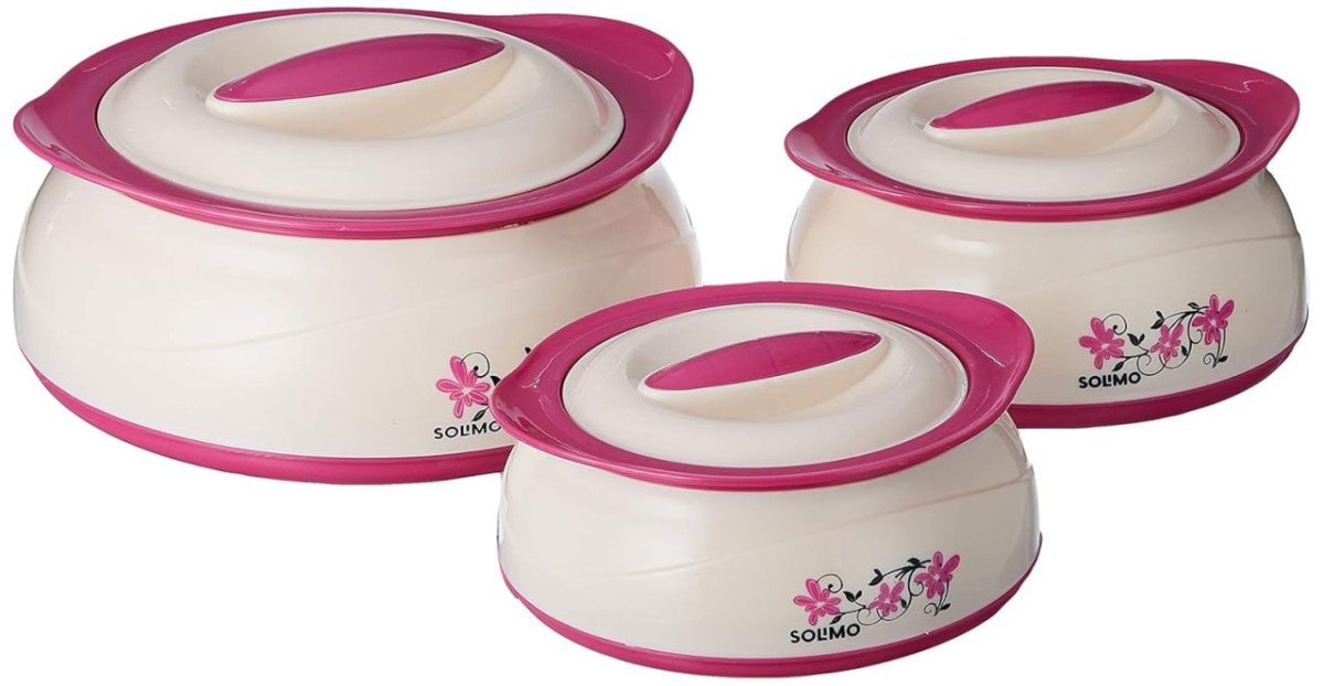 Amazon Brand - Solimo Stainless Steel Inner Casserole (pink Silver 450 900 