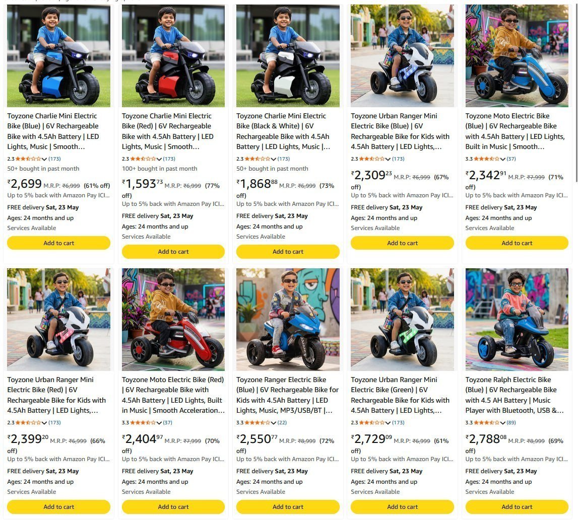 Loooottoyzone Kids Electric Bikes Cars 69 Starting From Rs 1593 Amazon