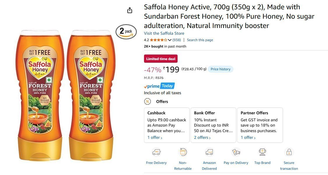 Saffola Honey (700g) 199