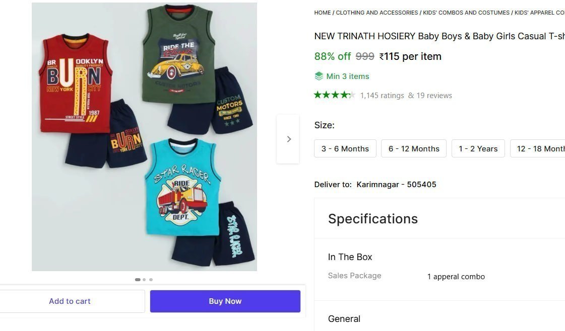 Boys Girls Casual T-shirt Shorts 115 Min Buy - 3