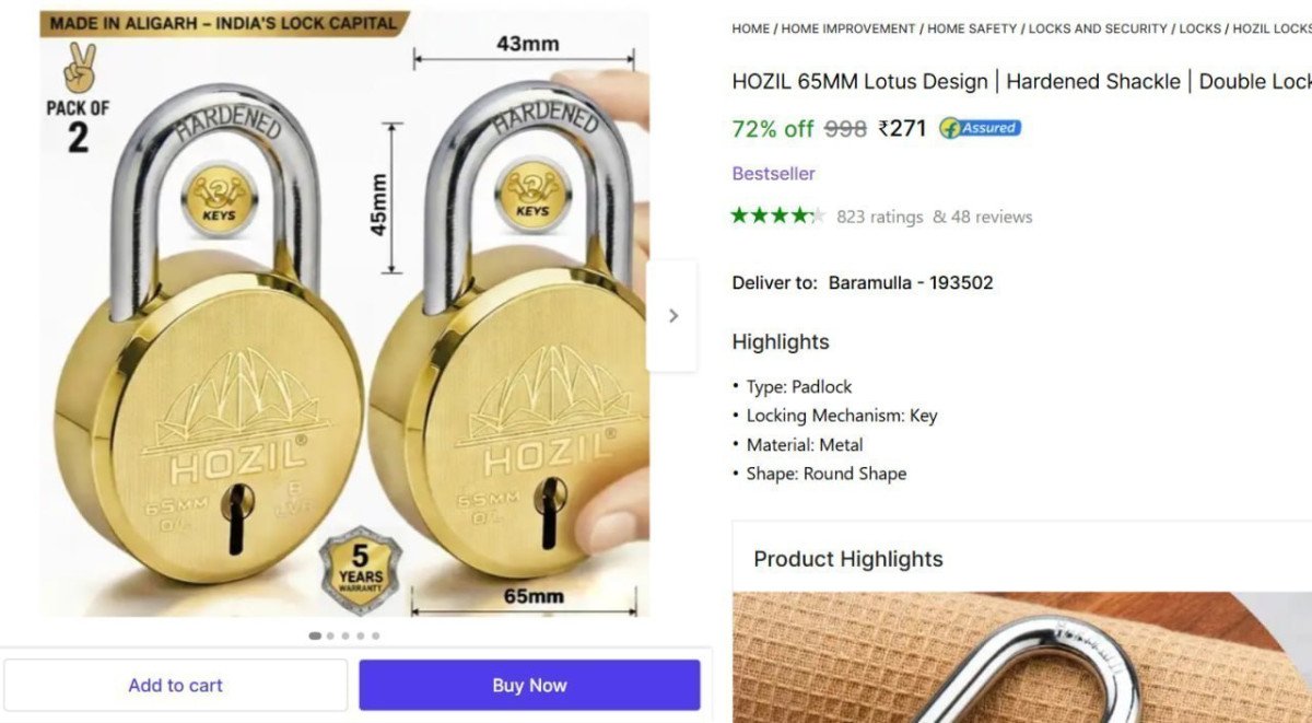 (pack Of 2) Double Locking 8 Levers Padlock 271