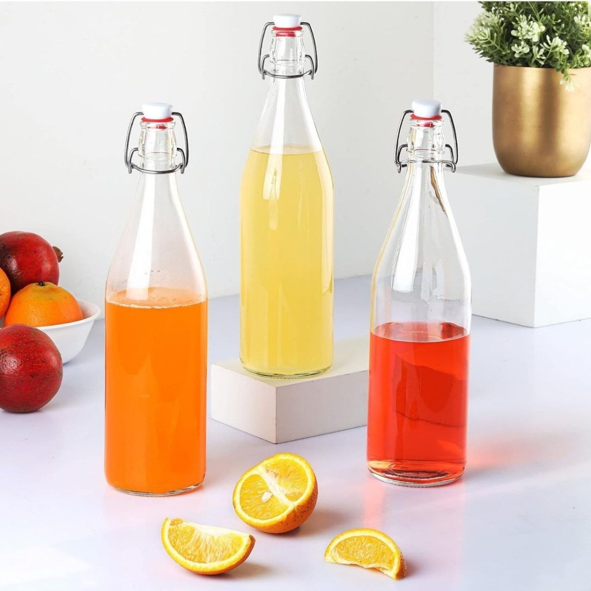 Cello Aquaria Glass Water Bottle Set Of 3 Pcs For Daily Use 1000 Ml Transparent 299
