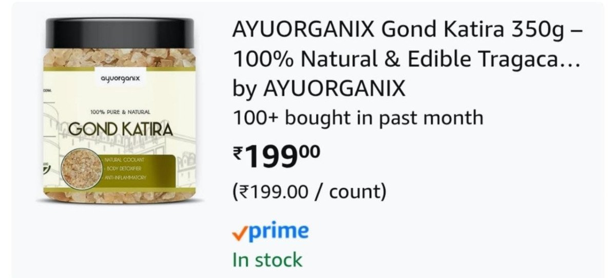 Lowest Gond Katira 350g At 199 Buy Max Qty