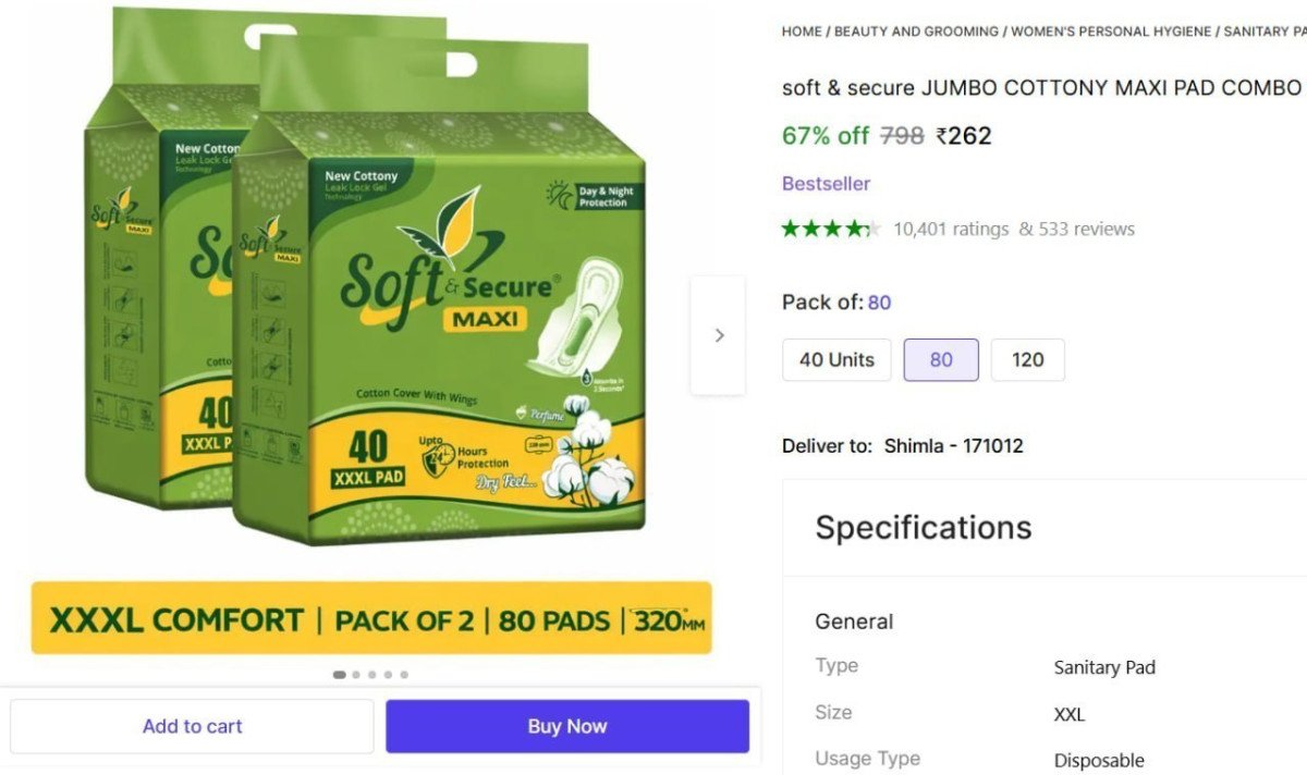 Pack Of 80 Sanitary Pad 262