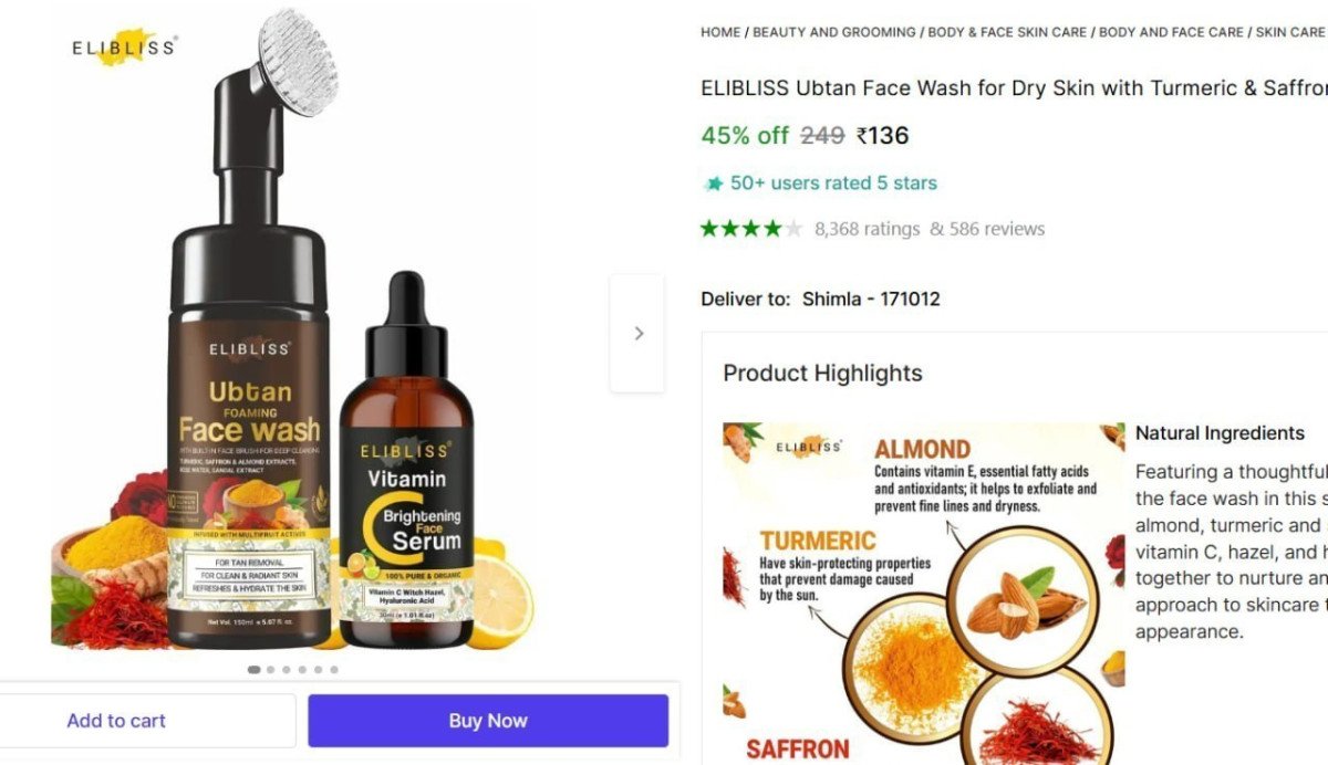 Ubtan Face Wash Face Serum Rs 136