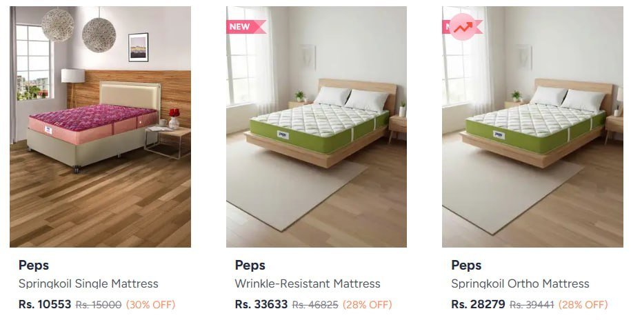 Myntra Peps Springkoil Single Mattress Starting At 10000