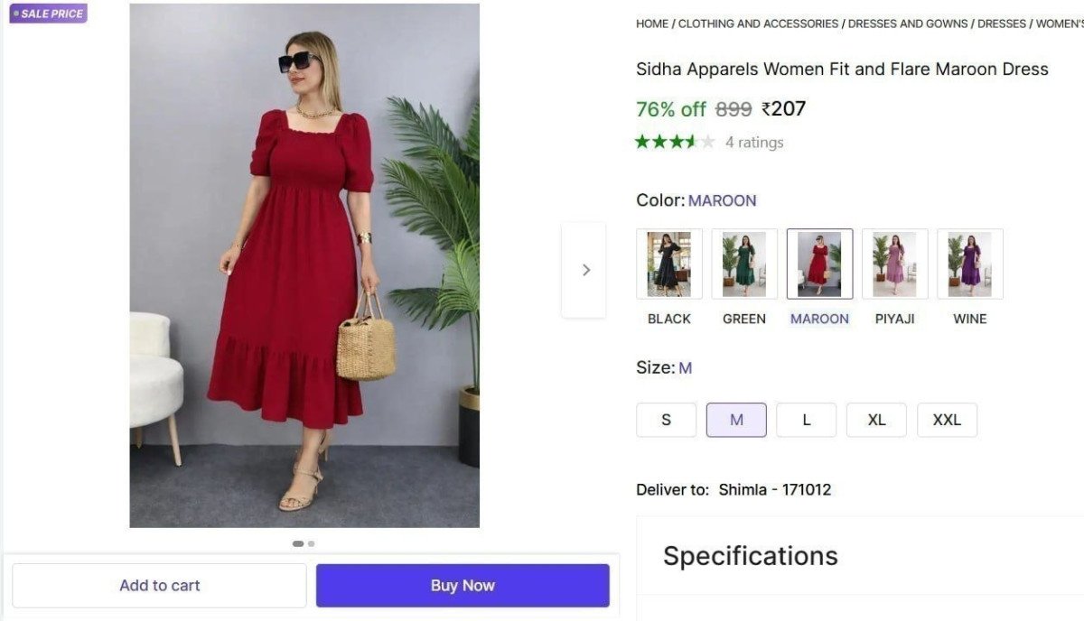 Women Fit And Flare Maroon Dress Meeshoandshopsyy 207