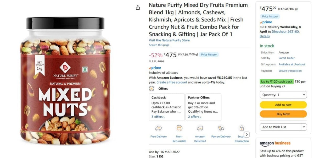 Mixed Dry Fruits 1 Kg 475