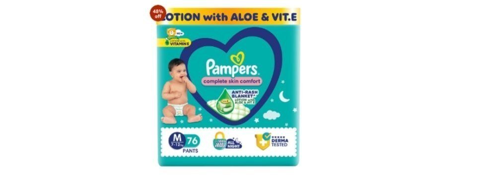 Pampers Complete Skin Comfort Pants Anti-rash Blanket Lotion With Vitamin E Aloe Vera Medium (m) 76deal 577 Reg 700 Apply 7 Coupon