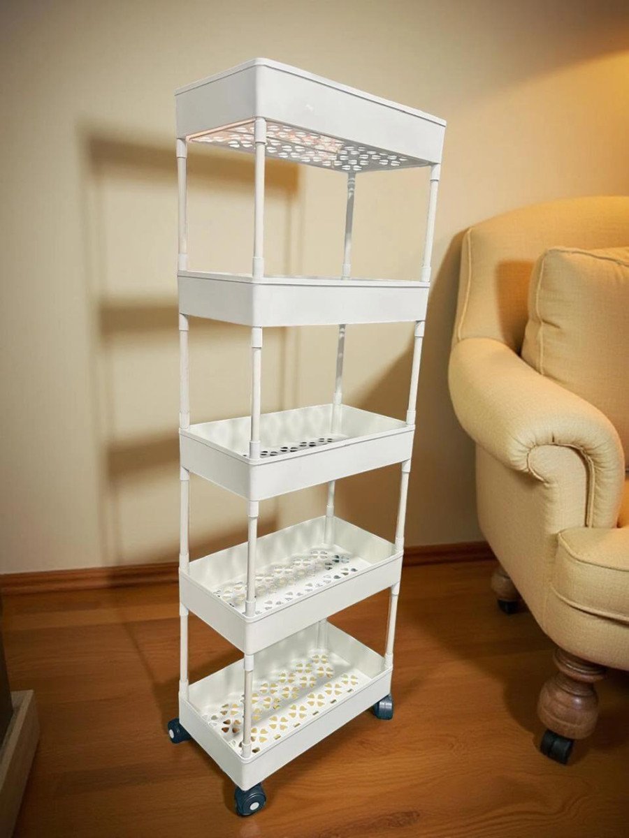 Mgk Enterprise 5 Compartments Plastic Storage Trolly 401