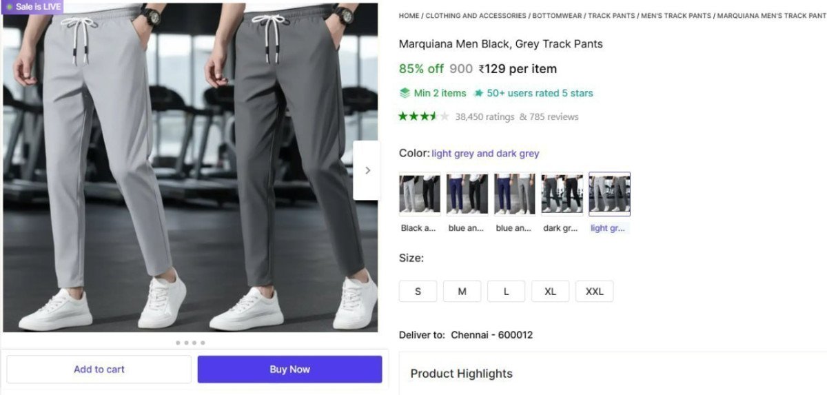 Men Black Grey Track Pants Rs 129 Min 2 Qty