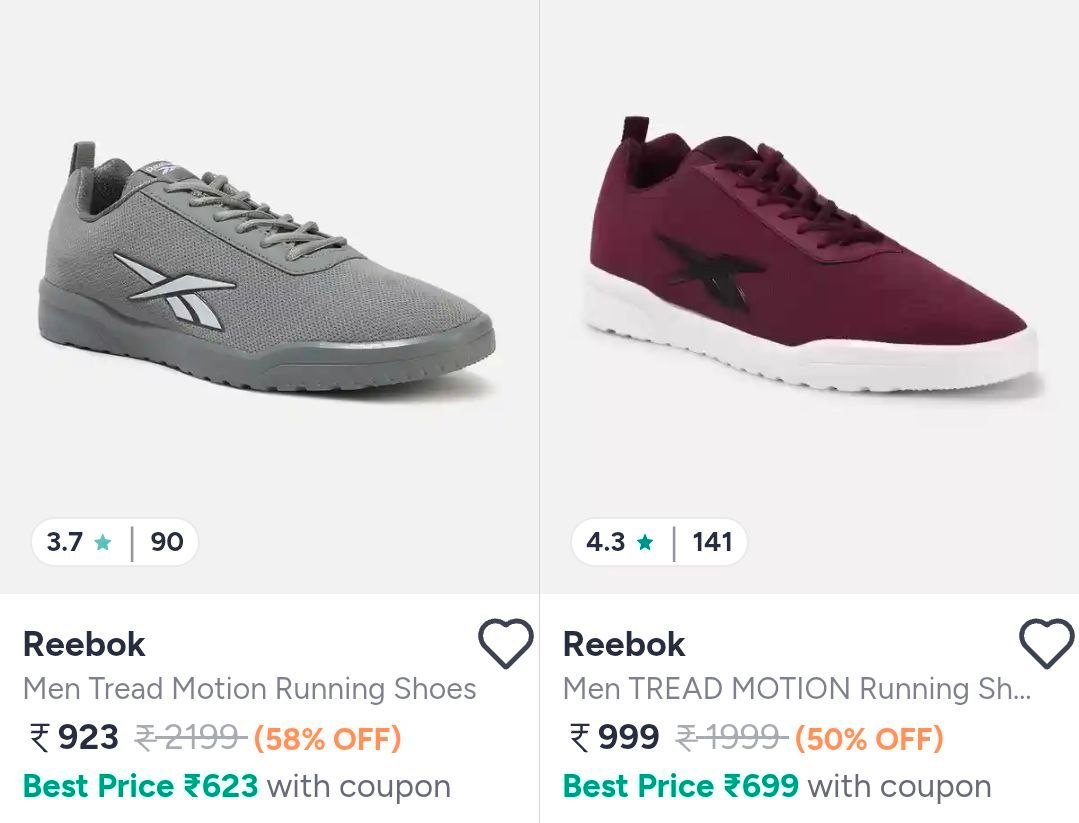 Myntra Reebok Men S Shoes Starts At 923 Indian Garage Jackets Starting From 727