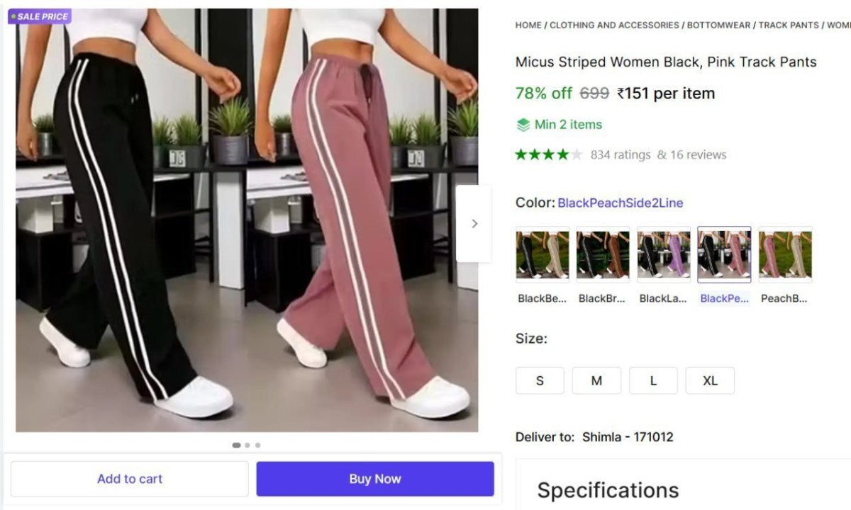 Striped Women Black Pink Track Pants 151 Min Buy - 2