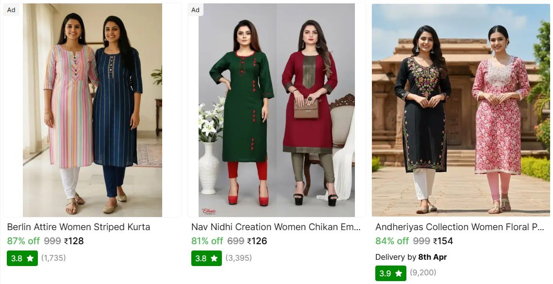 Women Multicolor Kurta 126 Min 2 Buy